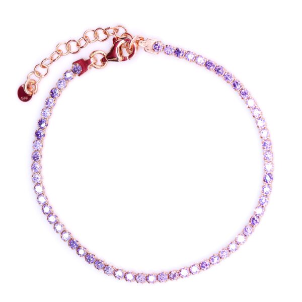 Amethyst tennis bracelet💜925 gold-rose silver - Image 2
