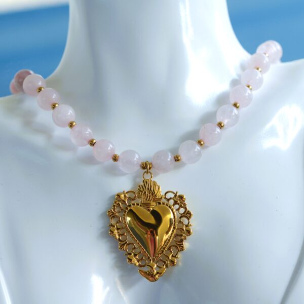 Anna Necklace👑in Rose Quartz - Image 2