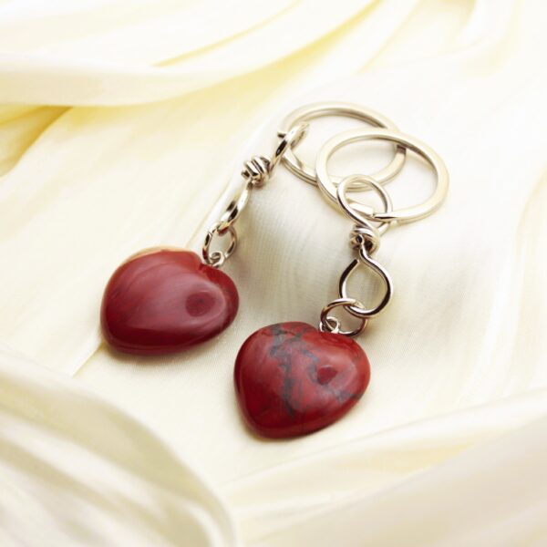 Portachiavi Cuore di Diaspro Rosso❤️ - immagine 2