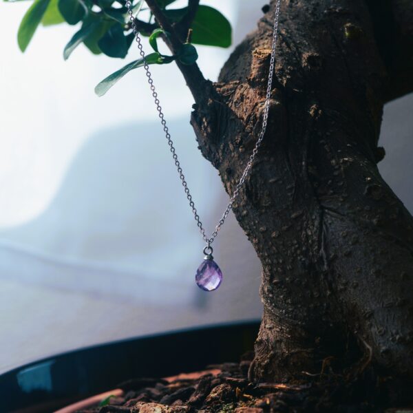 Collana a Goccia - Ametista/Quarzo Rosa in Argento 925💧 - immagine 2