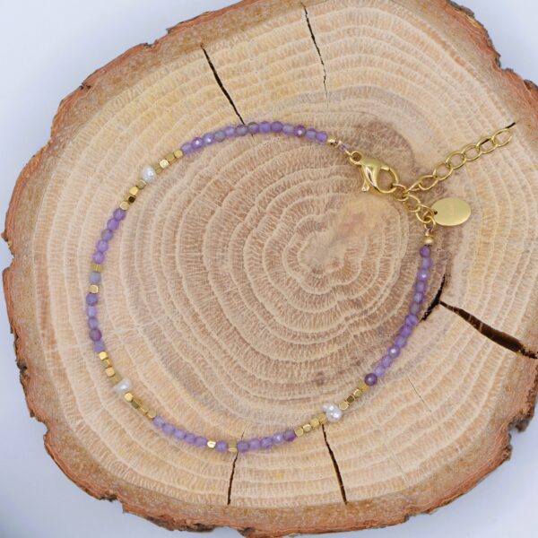 Bracciale Angel (occhio di tigre, ametista, quarzo rosa, diaspro dalmatato) - immagine 5