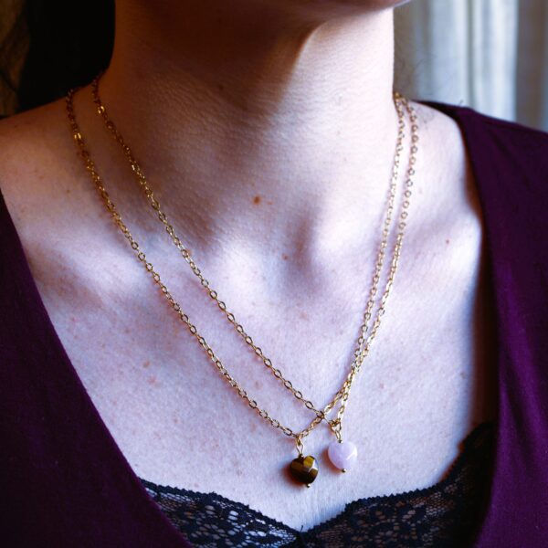 Collana (45 cm) o Collier (36 cm) con Cuore in Pietra Naturale❤️‍🔥diverse varianti di pietra - immagine 7