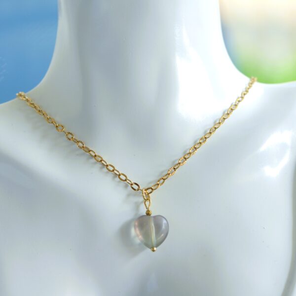 Collana (45 cm) o Collier (36 cm) con Cuore in Pietra Naturale❤️‍🔥diverse varianti di pietra - immagine 2