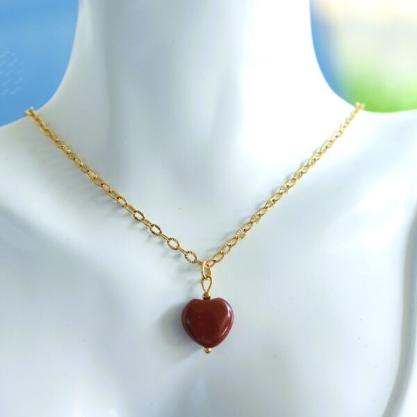 Collana (45 cm) o Collier (36 cm) con Cuore in Pietra Naturale❤️‍🔥diverse varianti di pietra - immagine 3