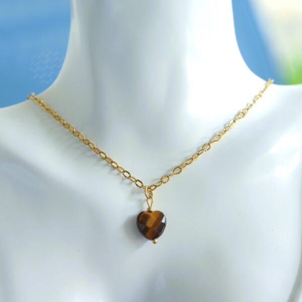 Collana (45 cm) o Collier (36 cm) con Cuore in Pietra Naturale❤️‍🔥diverse varianti di pietra - immagine 5