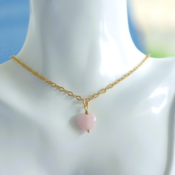 Collana (45 cm) o Collier (36 cm) con Cuore in Pietra Naturale❤️‍🔥diverse varianti di pietra - immagine 6