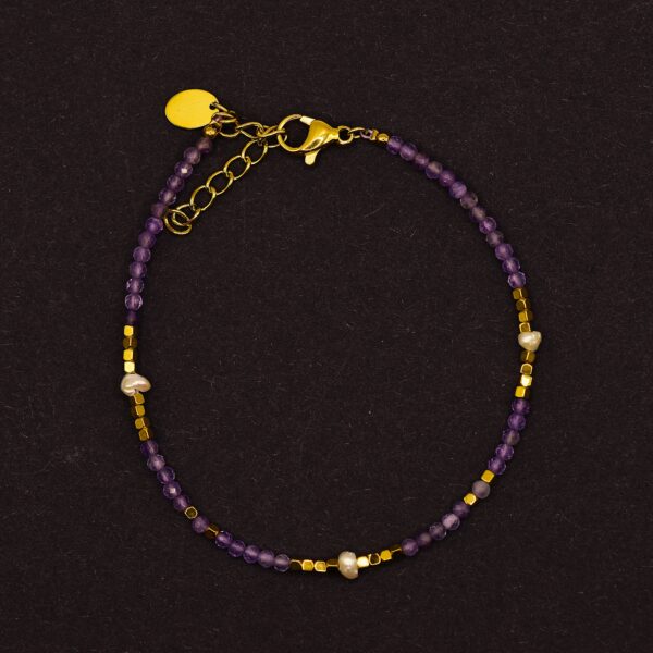 Bracciale Angel (occhio di tigre, ametista, quarzo rosa, diaspro dalmatato) - immagine 4