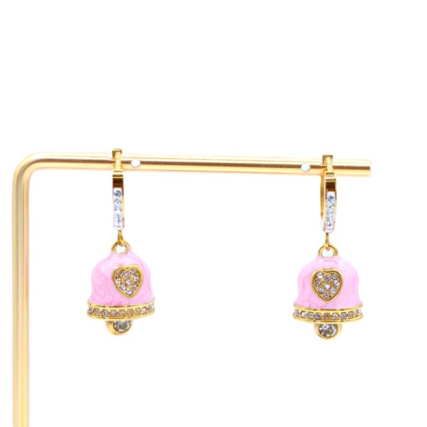 Zirconated Bell Earrings✨(purple/white/pink) - Image 4