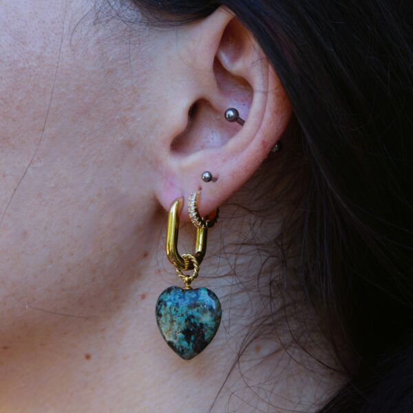 Heart Stone Earrings (Rose Quartz/African Turquoise/Sodalite)