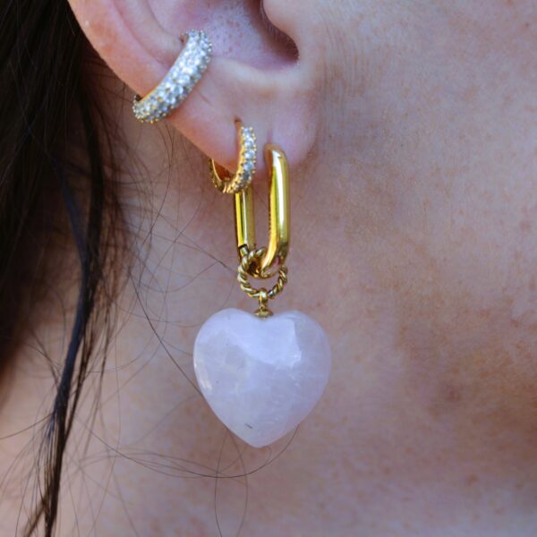 Heart Stone Earrings (Rose Quartz/African Turquoise/Sodalite) - Image 4