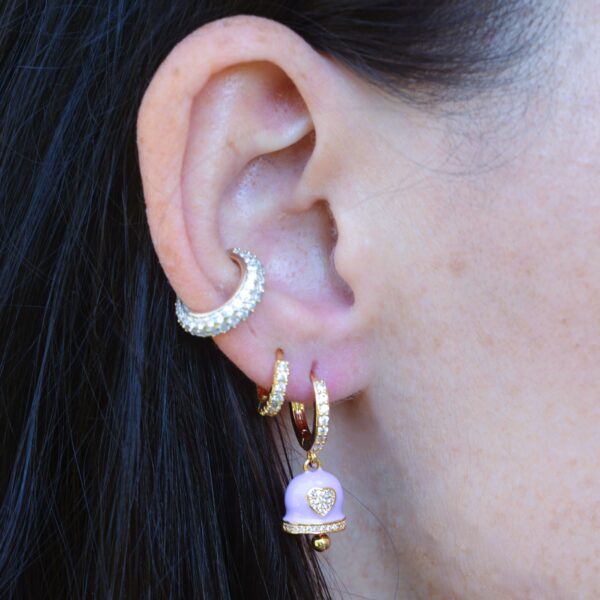 Zirconated Bell Earrings✨(purple/white/pink) - Image 2