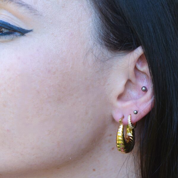 Vintage torchon earrings (silver/gold) - Image 2