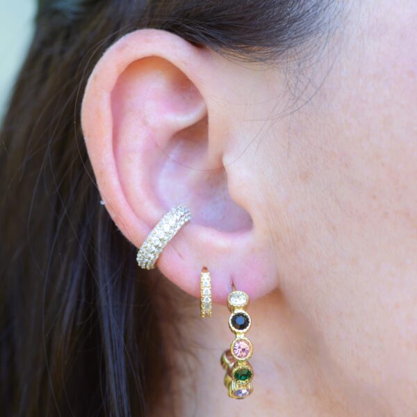 Creole earrings with colorful rhinestones - Image 3