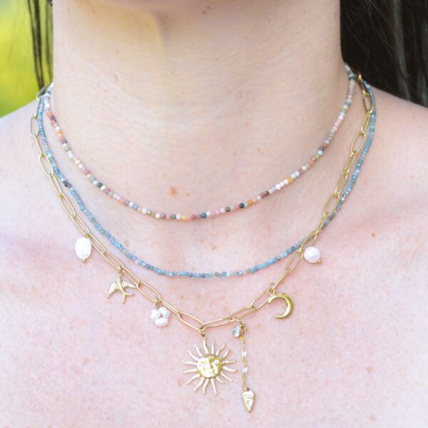 Evelyne necklace (agate/apatite/tourmaline)✨ - Image 8