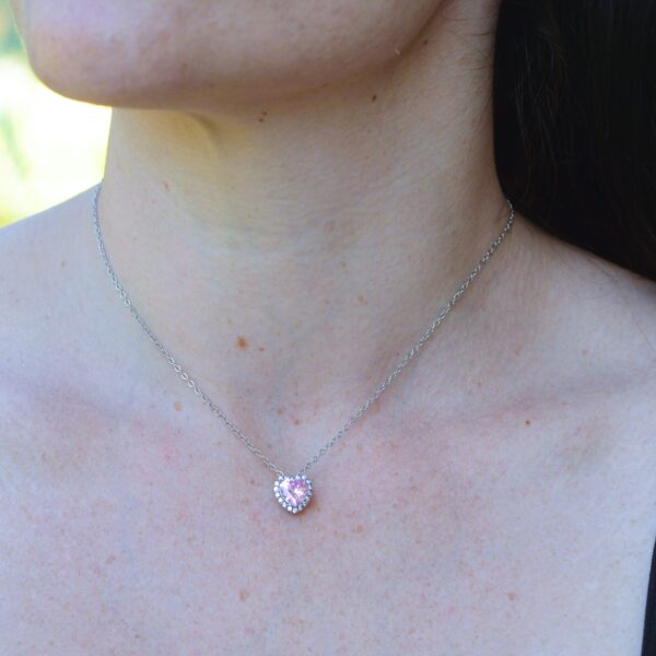 Pink Heart Pendant Necklace
