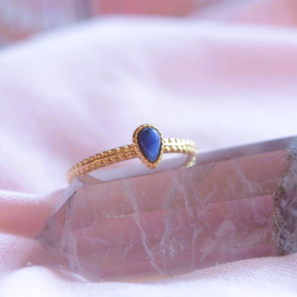 Anello Goccia Sodalite/Diaspro verde 💚