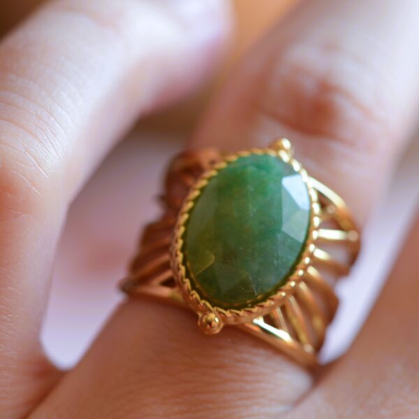 Carnelian/Green Jasper stone ring ✨