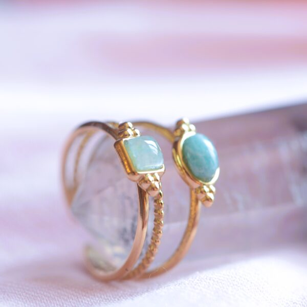 Anello a tre file di Amazzonite💚
