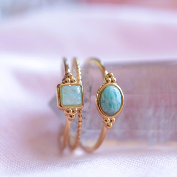Anello a tre file di Amazzonite💚 - immagine 2