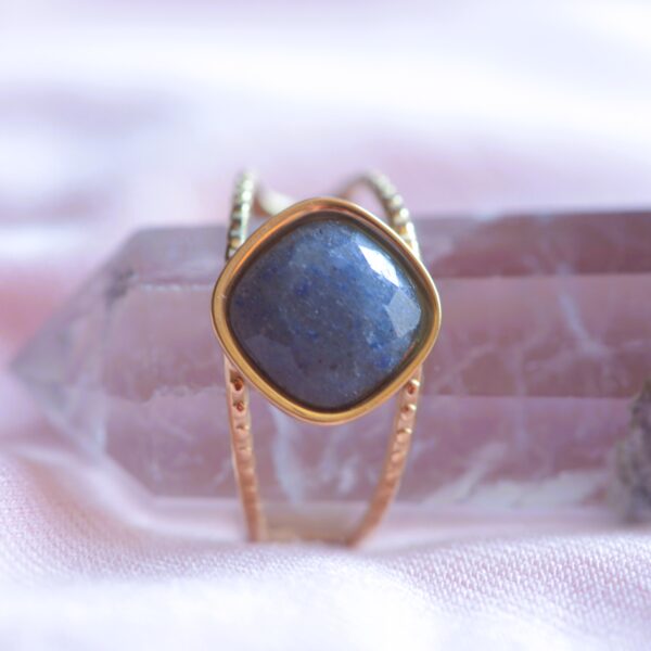 Anello Pietra di Rodonite/Agata blu✨ - immagine 4