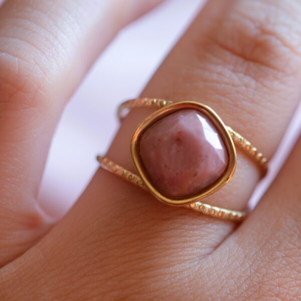 Anello Pietra di Rodonite/Agata blu✨ - immagine 3
