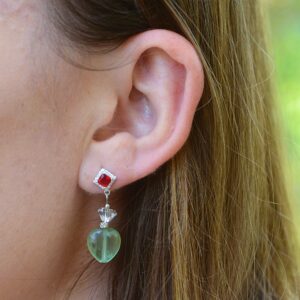 Orecchini Zircone rosso e Fluorite✨Argento 925