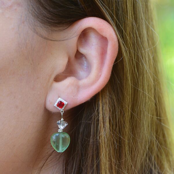 Orecchini Zircone rosso e Fluorite✨Argento 925