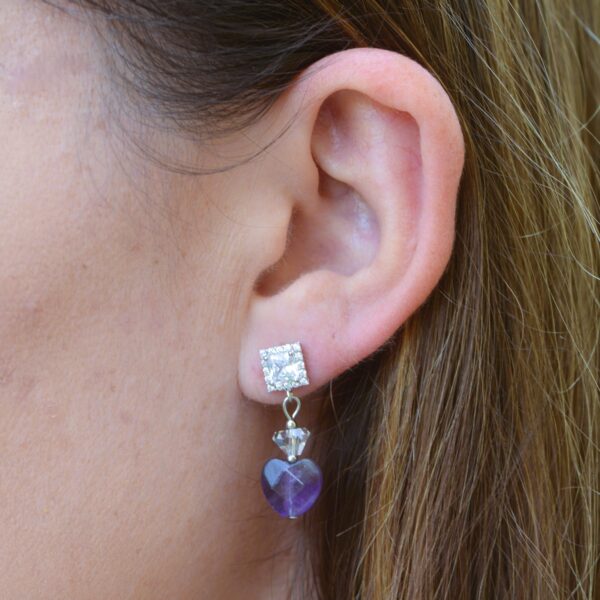 Zircon and Amethyst Earrings✨Silver 925