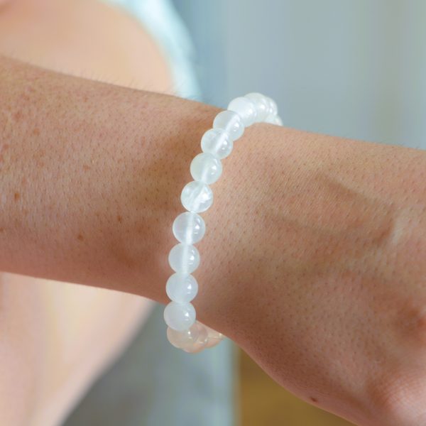 Bracciale di Selenite/Pirite/Quarzo Rosa (8mm) - elastico🤍 - Image 4