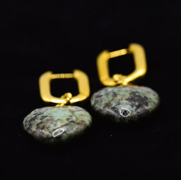 Heart Stone Earrings (Rose Quartz/African Turquoise/Sodalite) - Image 3