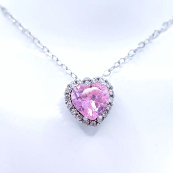 Pink Heart Pendant Necklace - Image 3