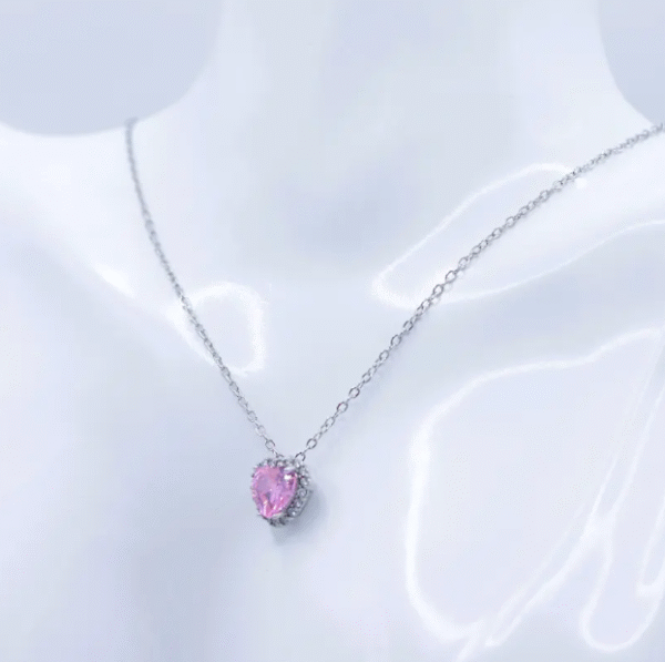 Pink Heart Pendant Necklace - Image 2