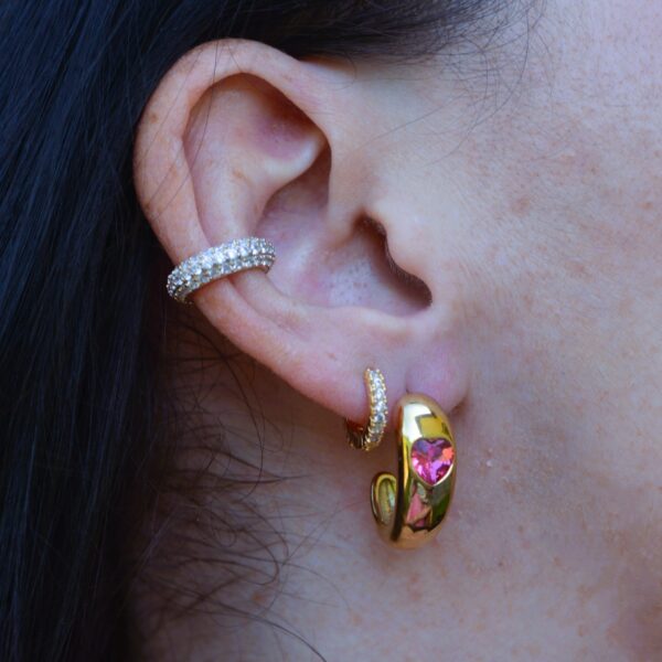 Crystal Heart Hoops