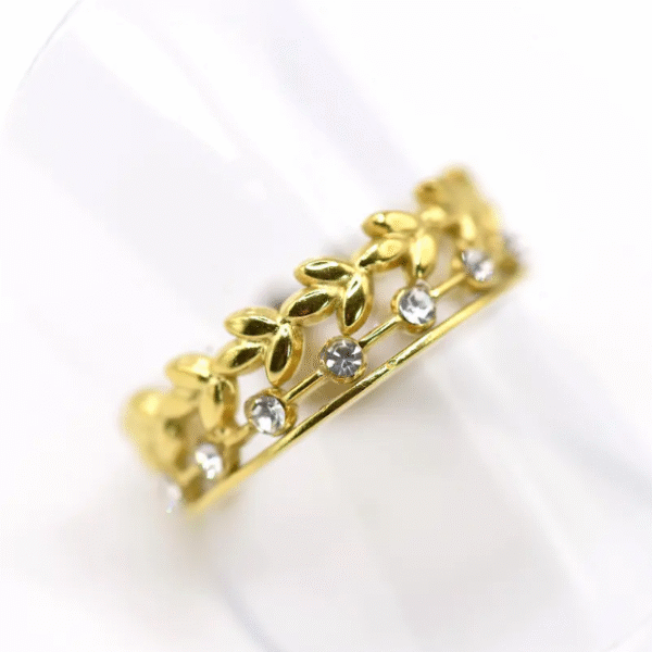Gold leaf and rhinestone ring - Image 3
