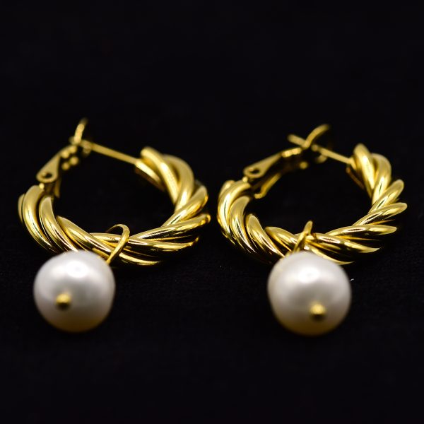 Braid Earrings with Pearl✨ - Image 2
